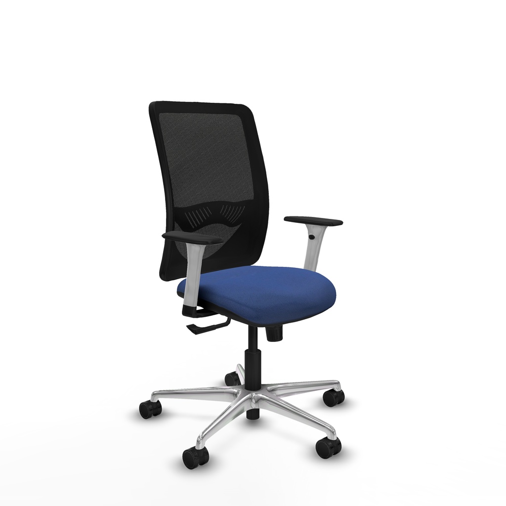 Zulema sincro malla negra bali azul marino brazos blancos base aluminio  ruedas 65mm nailon