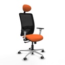 Zulema sincro malla negra bali naranja brazos blancos base aluminio cabecero fijo ruedas 65mm engomadas
