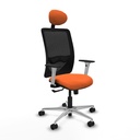 Zulema sincro malla negra bali naranja brazos blancos base aluminio cabecero fijo ruedas 65mm nailon