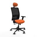 Zulema sincro malla negra bali naranja brazos 2D base nailon cabecero fijo ruedas 65mm engomadas
