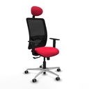 Zulema sincro malla negra bali rojo brazos 1D base aluminio cabecero fijo ruedas 65mm engomadas
