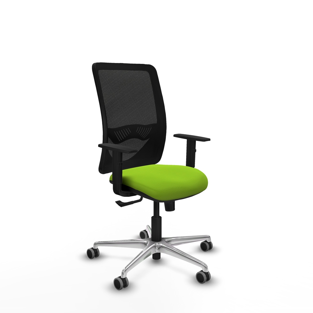 Zulema sincro malla negra similpiel pistacho brazos 1D base aluminio  ruedas 65mm engomadas