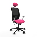 Zulema sincro malla negra similpiel rosa brazos blancos base nailon cabecero fijo ruedas 65mm engomadas