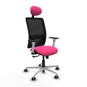 Zulema sincro malla negra similpiel rosa brazos blancos base aluminio cabecero fijo ruedas 65mm engomadas