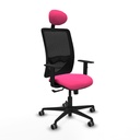 Zulema sincro malla negra similpiel rosa brazos 1D base nailon cabecero fijo ruedas 65mm engomadas