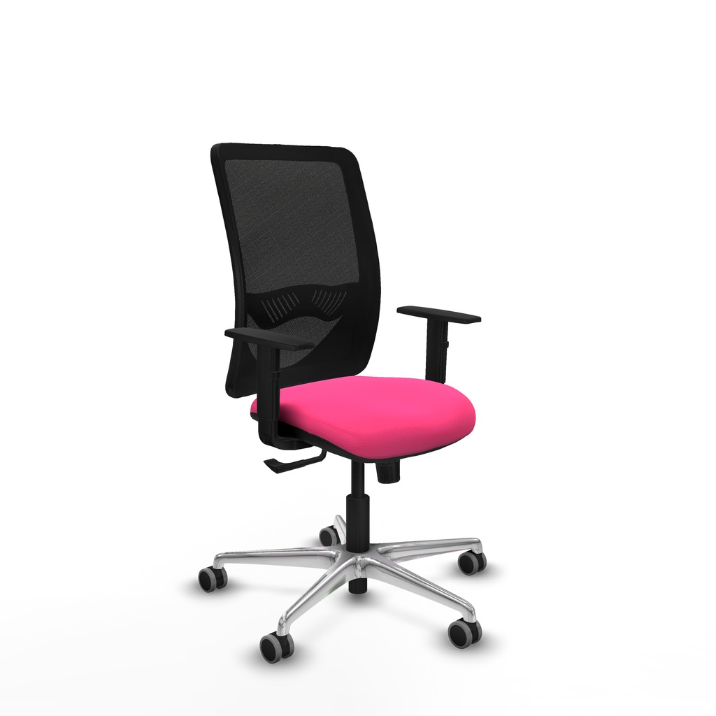 Zulema sincro malla negra similpiel rosa brazos 1D base aluminio  ruedas 65mm engomadas