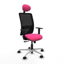 Zulema sincro malla negra similpiel rosa brazos 1D base aluminio cabecero fijo ruedas 65mm nailon