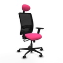 Zulema sincro malla negra similpiel rosa brazos 2D base nailon cabecero fijo ruedas 65mm nailon