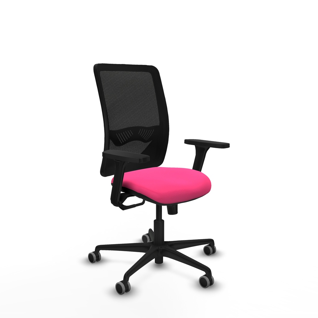 Zulema sincro malla negra similpiel rosa brazos 3D base nailon  ruedas 65mm engomadas