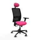 Zulema sincro malla negra similpiel rosa brazos 3D base nailon cabecero fijo ruedas 65mm engomadas