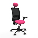 Zulema sincro malla negra similpiel rosa brazos 3D base nailon cabecero fijo ruedas 65mm nailon