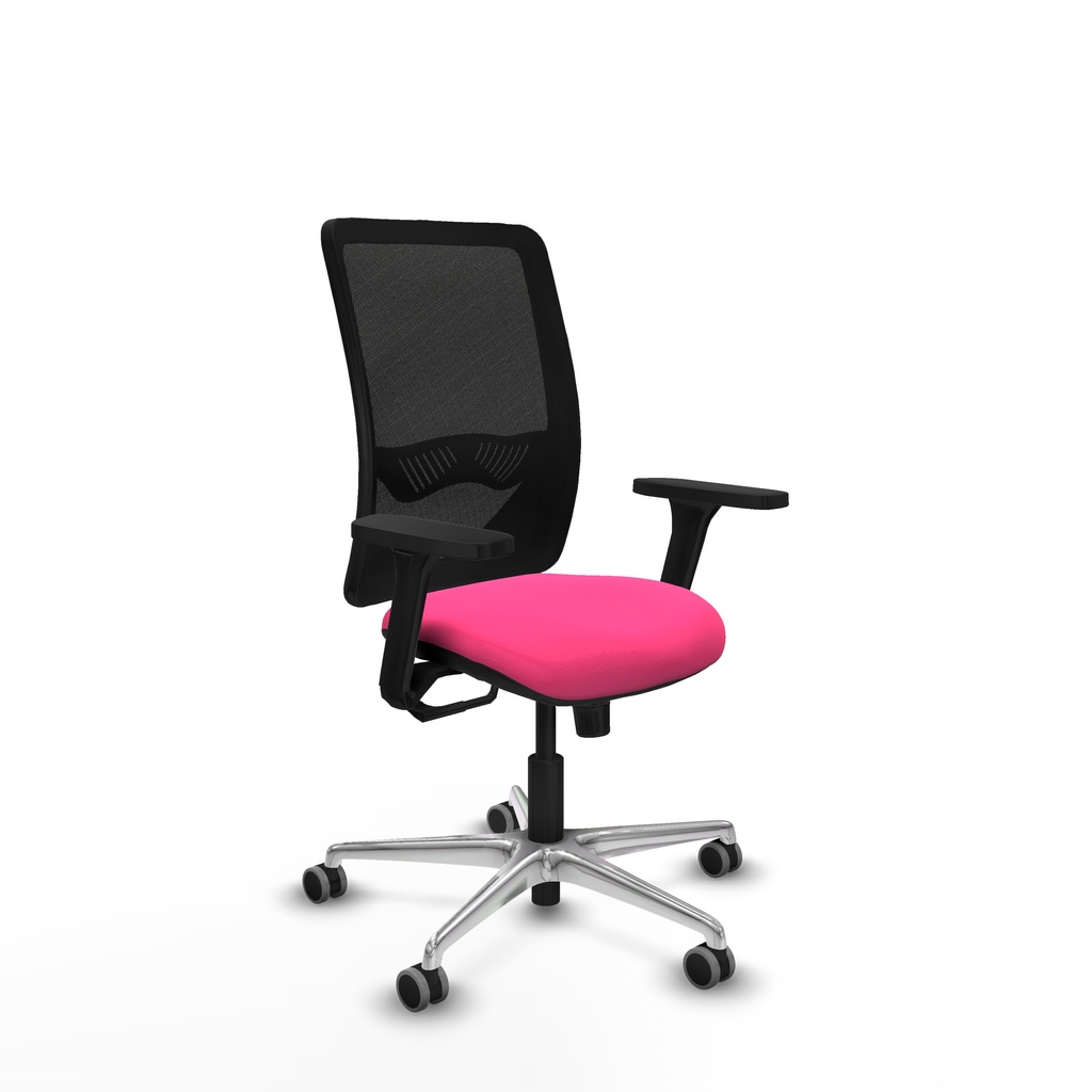 Zulema sincro malla negra similpiel rosa brazos 3D base aluminio  ruedas 65mm engomadas