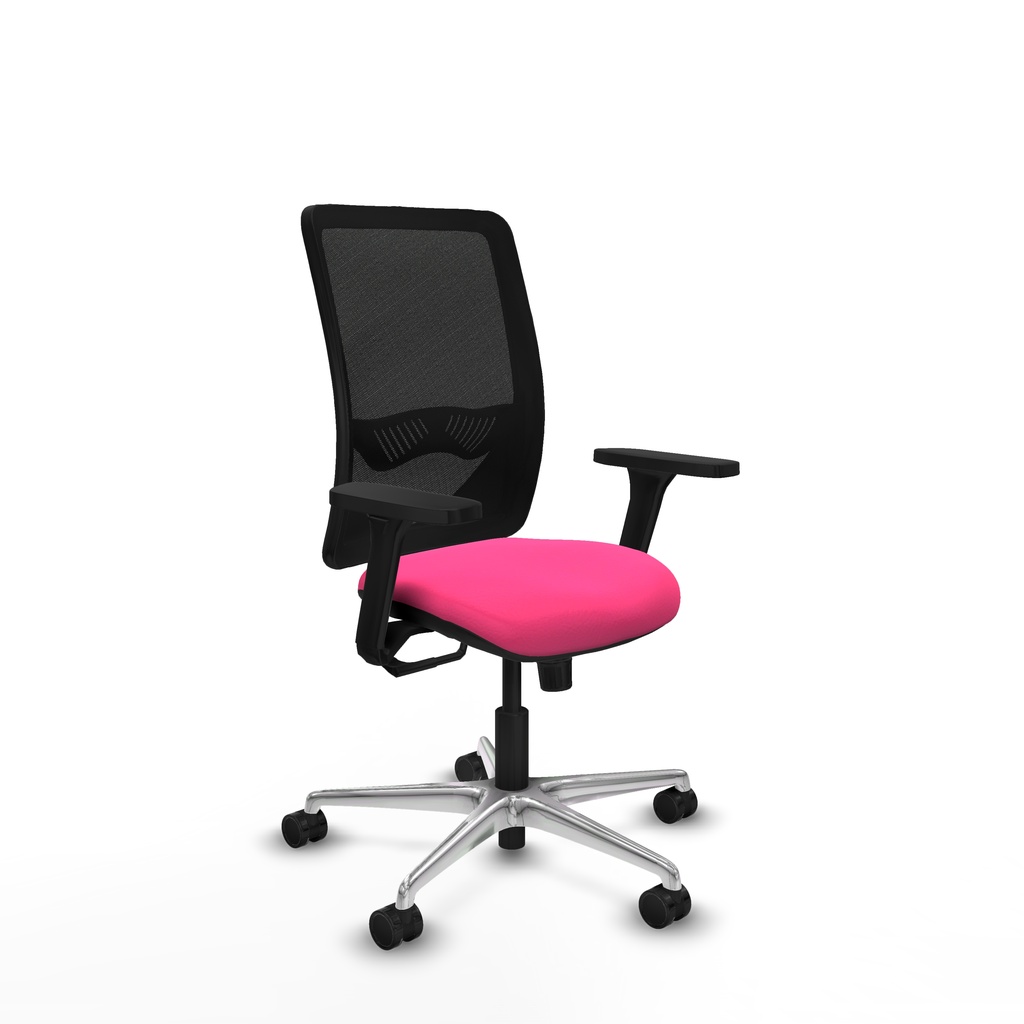 Zulema sincro malla negra similpiel rosa brazos 3D base aluminio  ruedas 65mm nailon