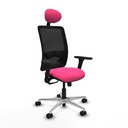 Zulema sincro malla negra similpiel rosa brazos 3D base aluminio cabecero fijo ruedas 65mm nailon