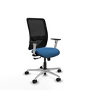 Zulema sincro malla negra similpiel azul claro brazos blancos base aluminio  ruedas 65mm nailon