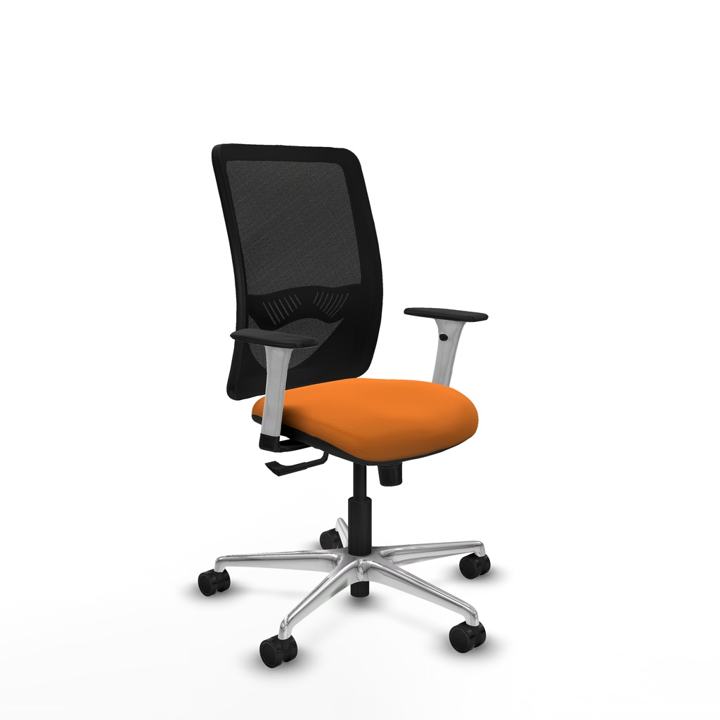 Zulema sincro malla negra similpiel naranja brazos blancos base aluminio  ruedas 65mm nailon