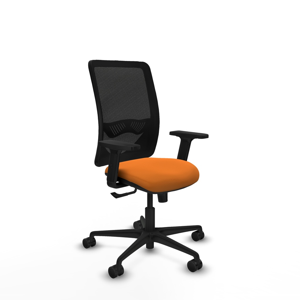 Zulema sincro malla negra similpiel naranja brazos 2D base nailon  ruedas 65mm nailon