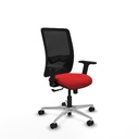 Zulema sincro malla negra similpiel rojo brazos 2D base aluminio  ruedas 65mm nailon