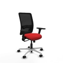 Zulema sincro malla negra similpiel rojo brazos 3D base aluminio  ruedas 65mm nailon