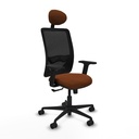 Zulema sincro malla negra similpiel marrón brazos 2D base nailon cabecero fijo ruedas 65mm nailon