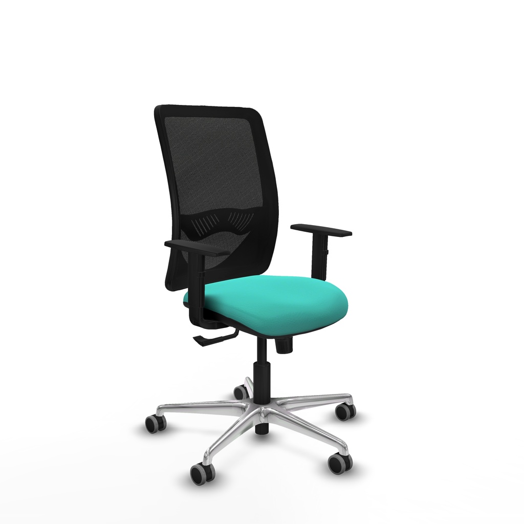 Zulema sincro malla negra similpiel turquesa brazos 1D base aluminio  ruedas 65mm engomadas