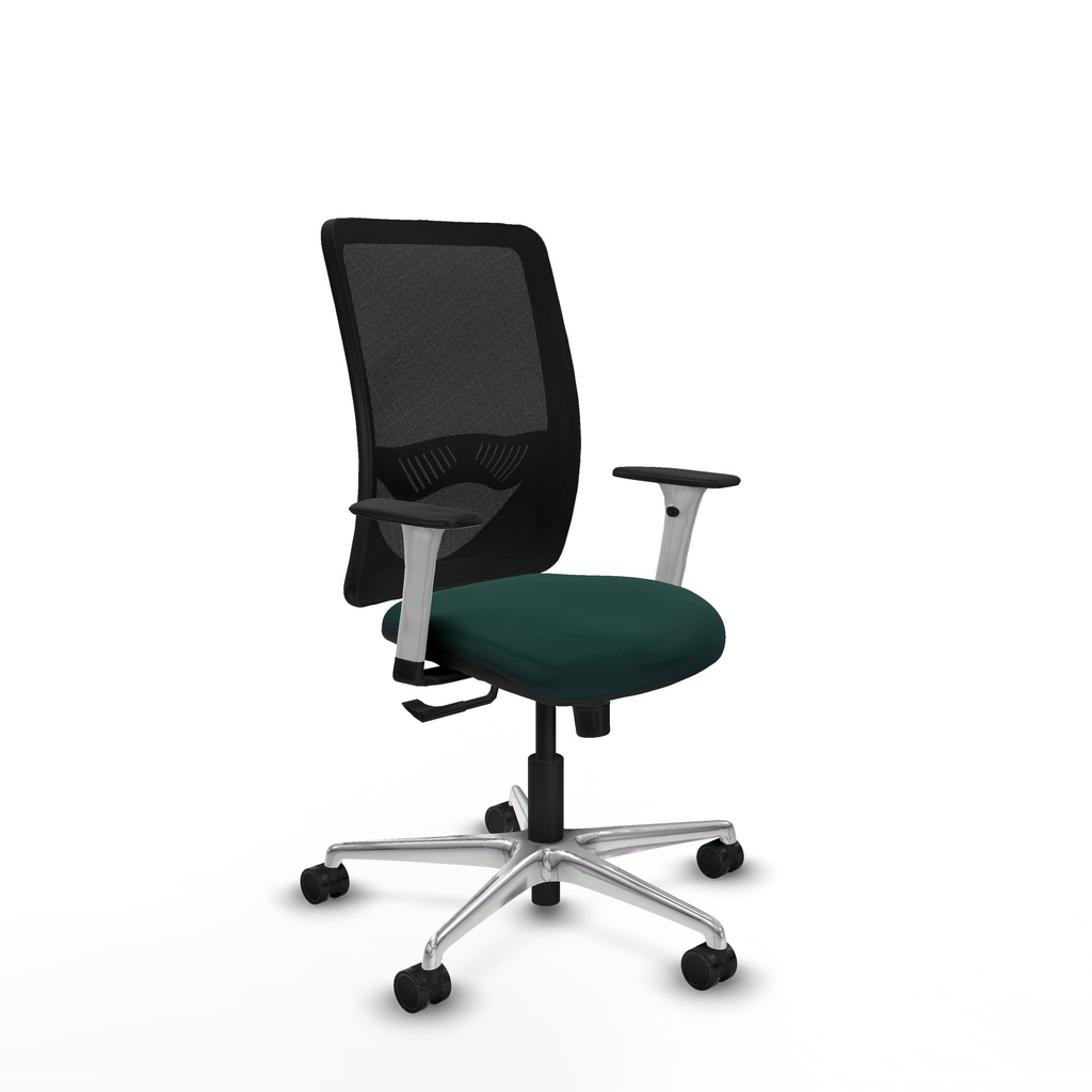 Zulema sincro malla negra similpiel verde botella brazos blancos base aluminio  ruedas 65mm nailon