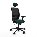 Zulema sincro malla negra similpiel verde botella brazos 2D base nailon cabecero fijo ruedas 65mm nailon
