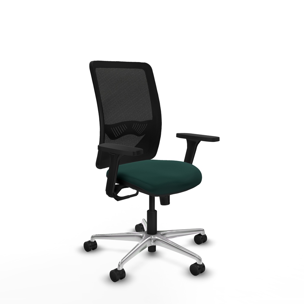 Zulema sincro malla negra similpiel verde botella brazos 3D base aluminio  ruedas 65mm nailon