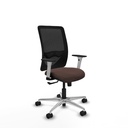 Zulema sincro malla negra similpiel marrón oscuro brazos blancos base aluminio  ruedas 65mm nailon