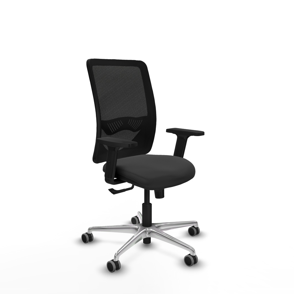 Zulema sincro malla negra similpiel gris oscuro brazos 2D base aluminio  ruedas 65mm engomadas