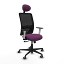 Zulema sincro malla negra similpiel morado brazos blancos base nailon cabecero fijo ruedas 65mm engomadas