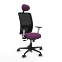 Zulema sincro malla negra similpiel morado brazos blancos base nailon cabecero fijo ruedas 65mm nailon