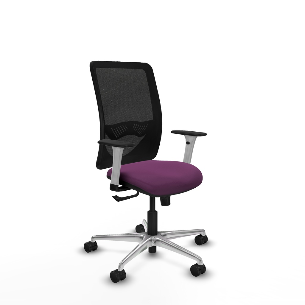 Zulema sincro malla negra similpiel morado brazos blancos base aluminio  ruedas 65mm nailon