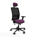 Zulema sincro malla negra similpiel morado brazos 2D base nailon cabecero fijo ruedas 65mm nailon