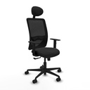 Zulema sincro malla negra similpiel negro brazos 1D base nailon cabecero fijo ruedas 65mm nailon