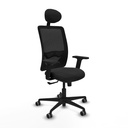 Zulema sincro malla negra similpiel negro brazos 2D base nailon cabecero fijo ruedas 65mm engomadas