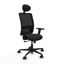 Zulema sincro malla negra similpiel negro brazos 2D base nailon cabecero fijo ruedas 65mm nailon