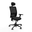 Zulema sincro malla negra similpiel negro brazos 3D base nailon cabecero fijo ruedas 65mm engomadas