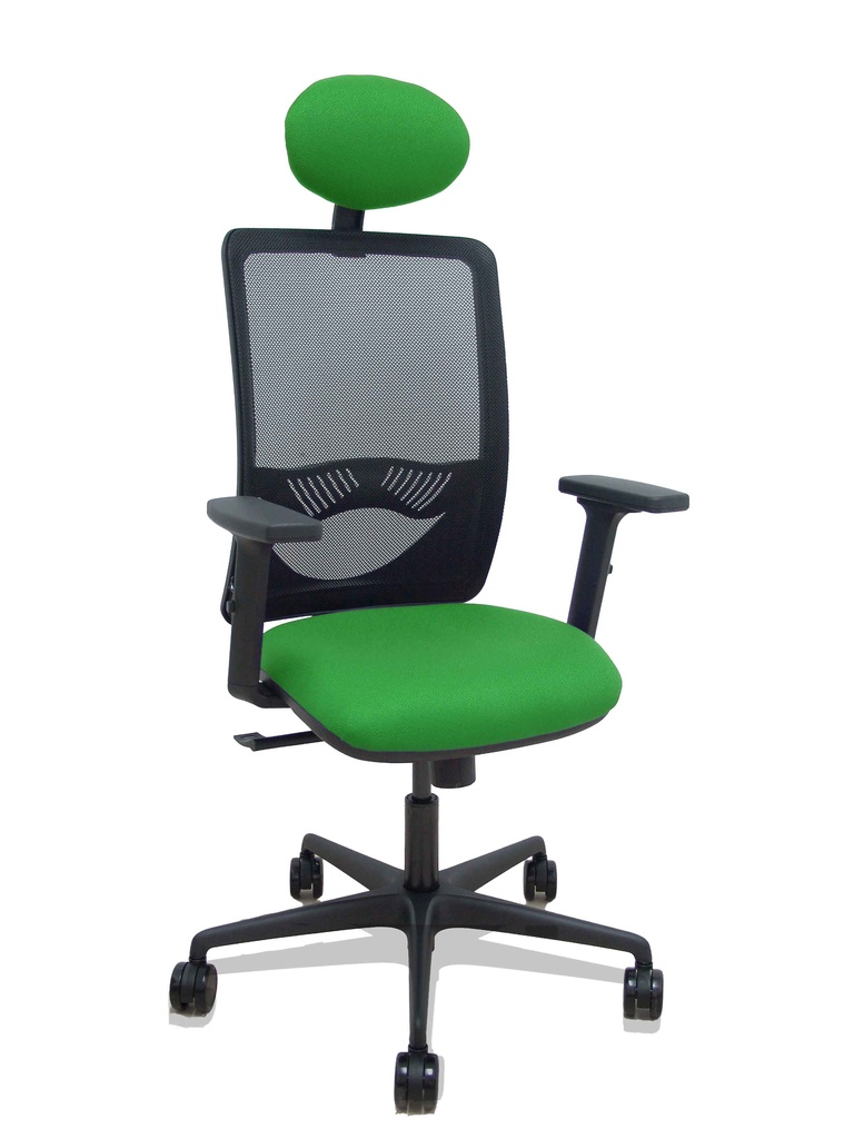 [390SM840B15B2DB68R65C] Silla Zulema sincro malla negra asiento bali verde brazos 2D ruedas 65mm cabecero