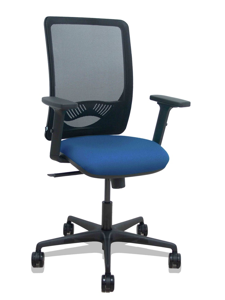 [390SM840B200B2DB68R65] Silla Zulema sincro malla negra asiento bali azul marino brazos 2D ruedas 65mm