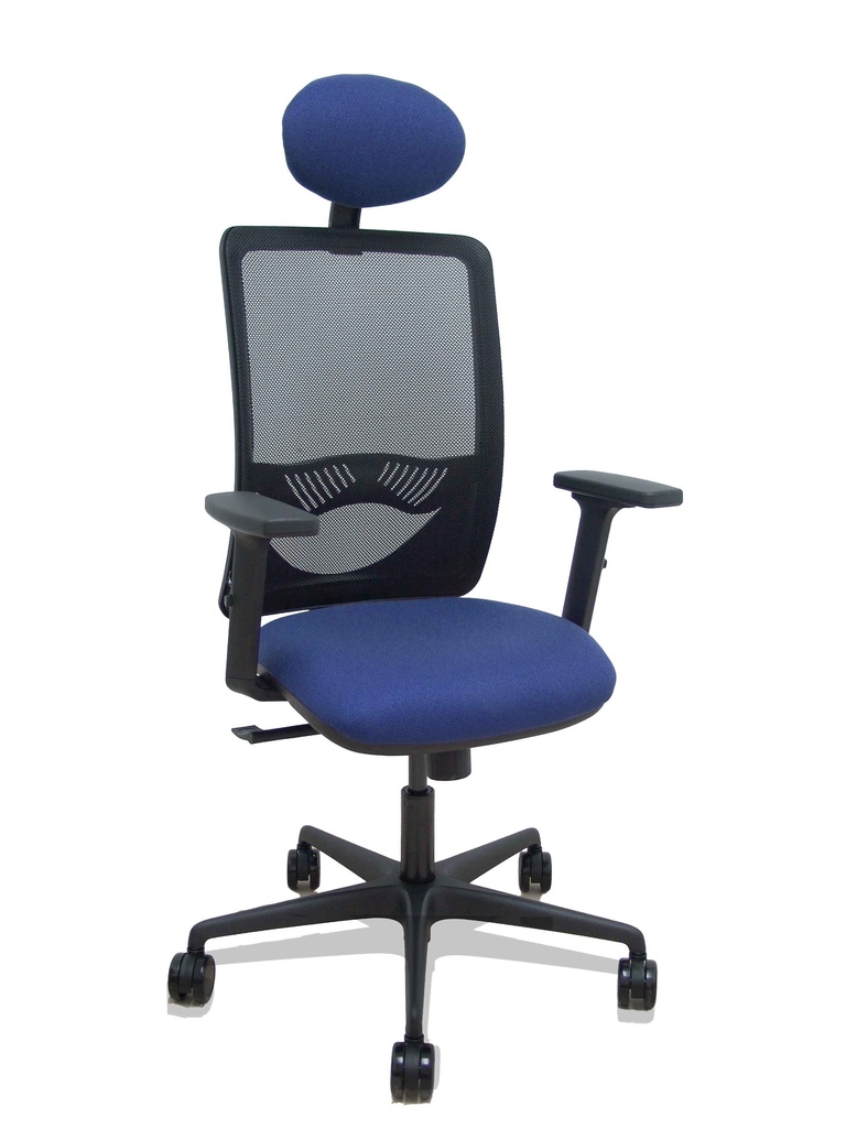 [390SM840B200B2DB68R65C] Silla Zulema sincro malla negra asiento bali azul marino brazos 2D ruedas 65mm cabecero