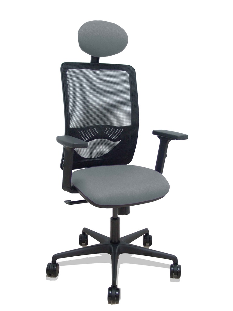 [390SM840B220B2DB68R65C] Silla Zulema sincro malla negra asiento bali gris brazos 2D ruedas 65mm cabecero