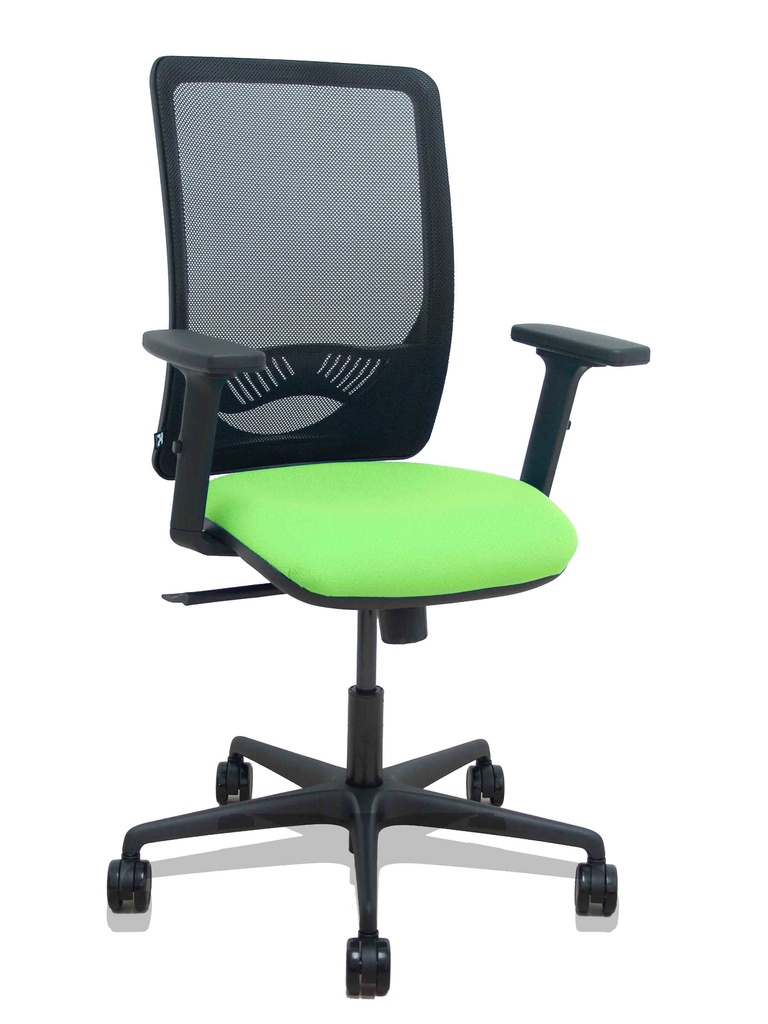[390SM840B22B2DB68R65] Silla Zulema sincro malla negra asiento bali pistacho brazos 2D ruedas 65mm