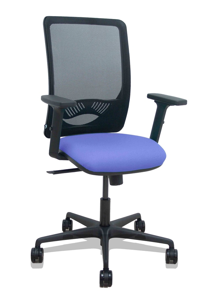 [390SM840B261B2DB68R65] Silla Zulema sincro malla negra asiento bali azul claro brazos 2D ruedas 65mm