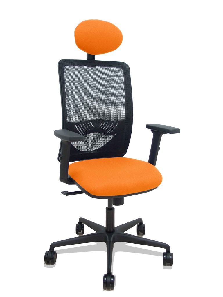 [390SM840B308B2DB68R65C] Silla Zulema sincro malla negra asiento bali naranja brazos 2D ruedas 65mm cabecero
