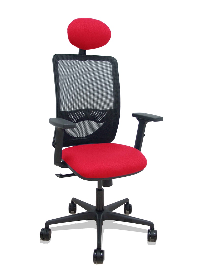 [390SM840B350B2DB68R65C] Silla Zulema sincro malla negra asiento bali rojo brazos 2D ruedas 65mm cabecero