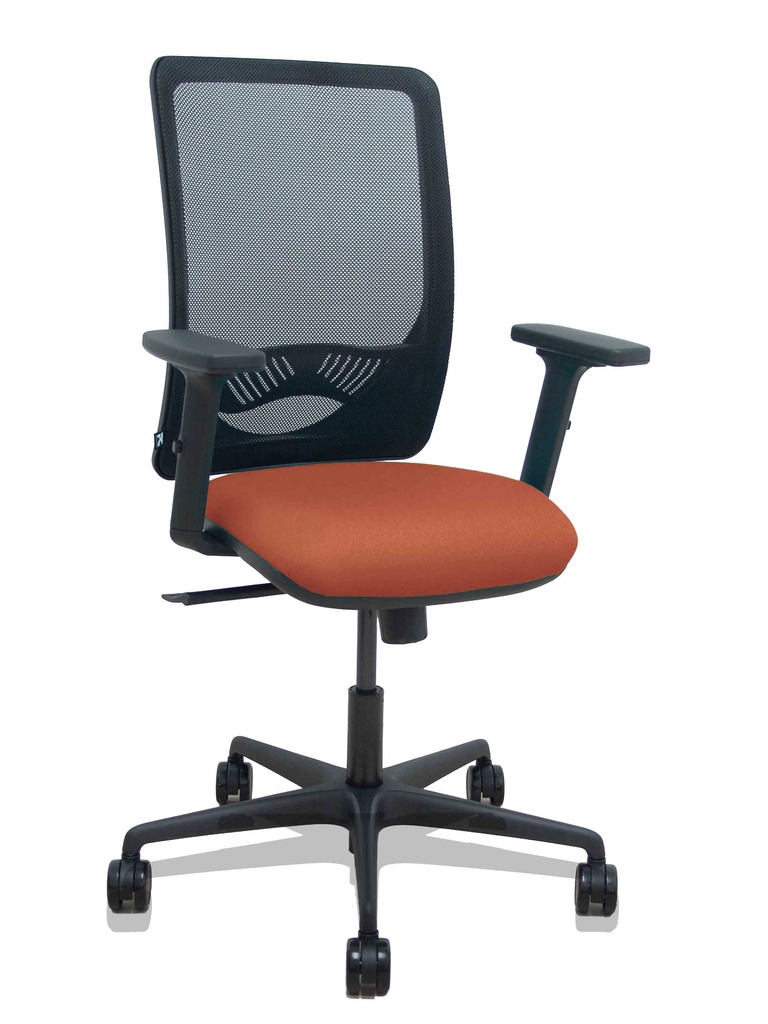 [390SM840B363B2DB68R65] Silla Zulema sincro malla negra asiento bali marrón brazos 2D ruedas 65mm