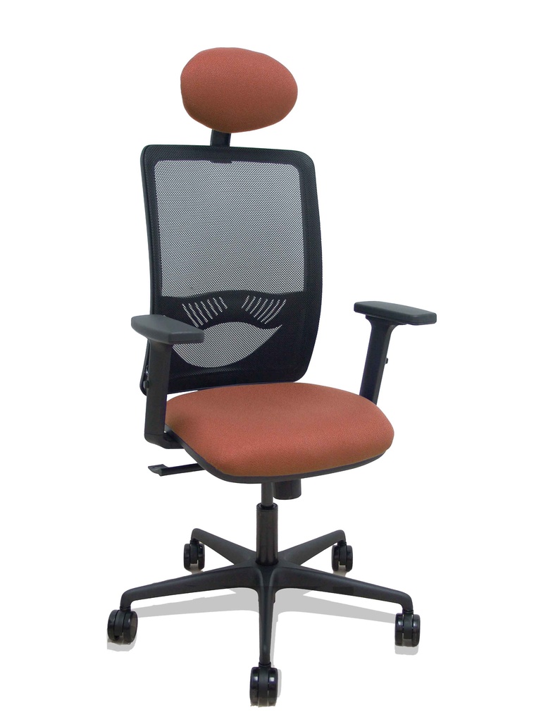 [390SM840B363B2DB68R65C] Silla Zulema sincro malla negra asiento bali marrón brazos 2D ruedas 65mm cabecero