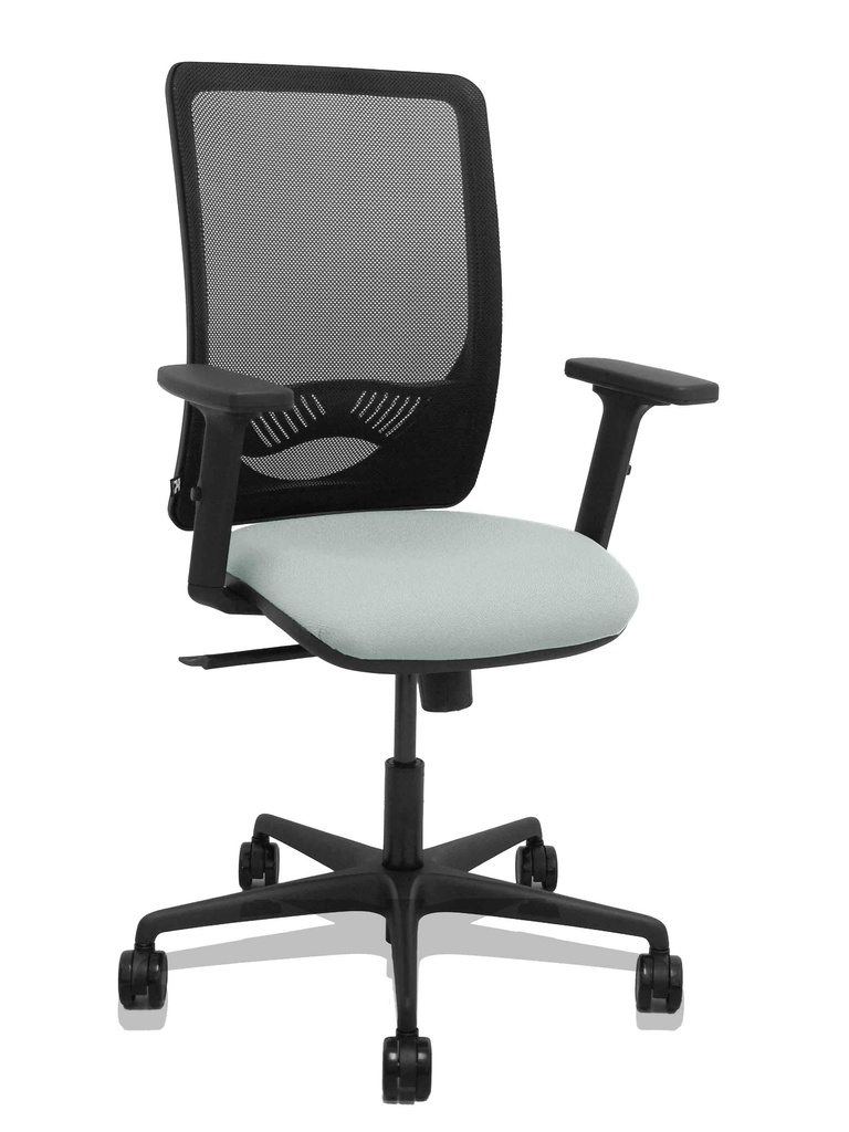 [390SM840B40B2DB68R65] Silla Zulema sincro malla negra asiento bali gris claro brazos 2D ruedas 65mm