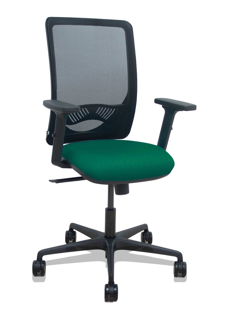 [390SM840B426B2DB68R65] Silla Zulema sincro malla negra asiento bali verde botella brazos 2D ruedas 65mm